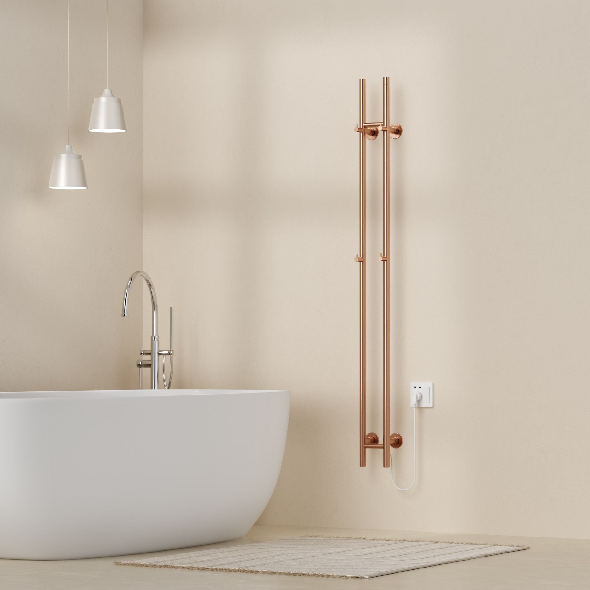 Belrad Elektrische Staafhanddoekdroger Dubbel Met Digitale Programmierbare Thermostaat 120W - Ø2,5cm - 150x16,8x12,7cm - Luxurysanitair