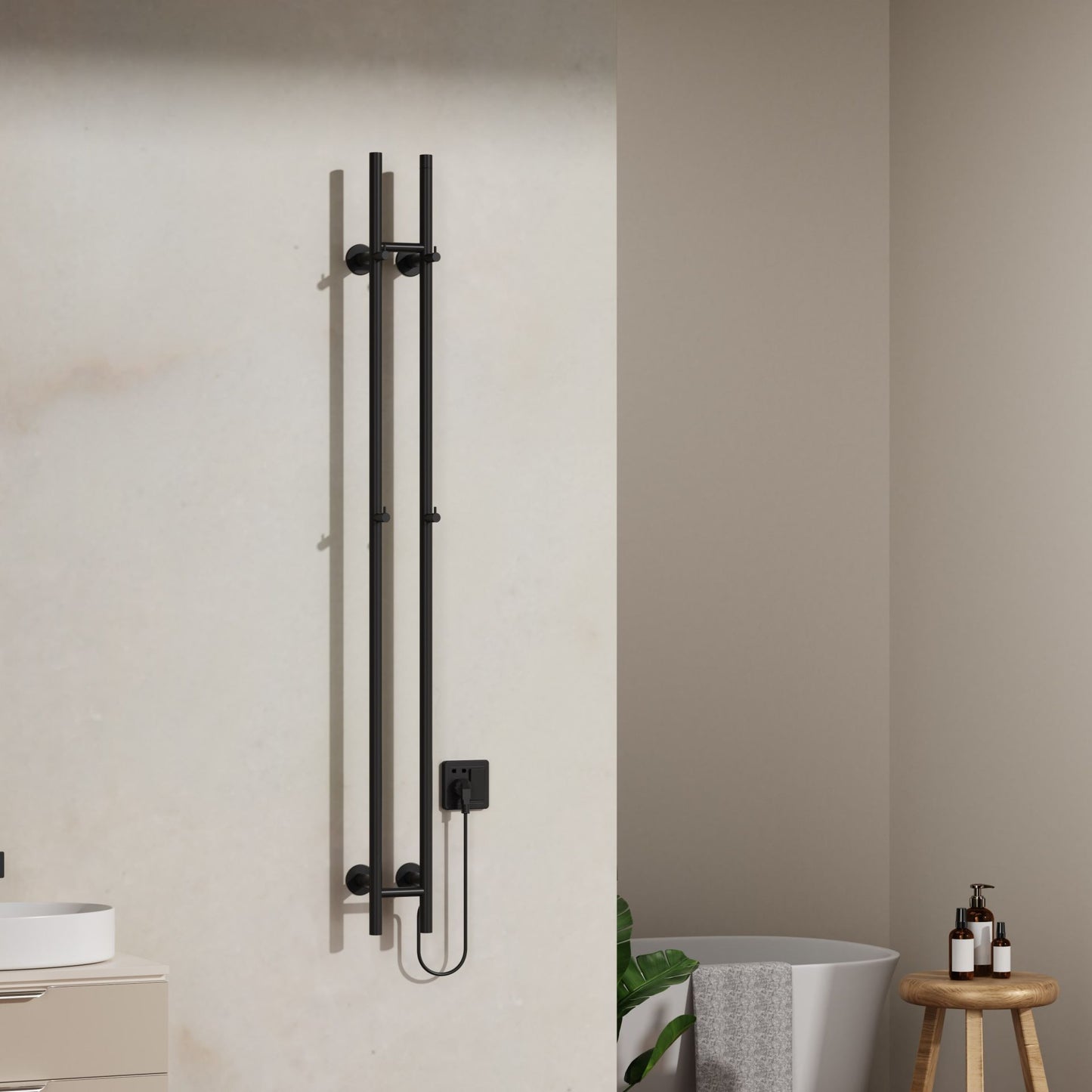 Belrad Elektrische Staafhanddoekdroger Dubbel Met Digitale Programmierbare Thermostaat 120W - Ø2,5cm - 150x16,8x12,7cm - Luxurysanitair