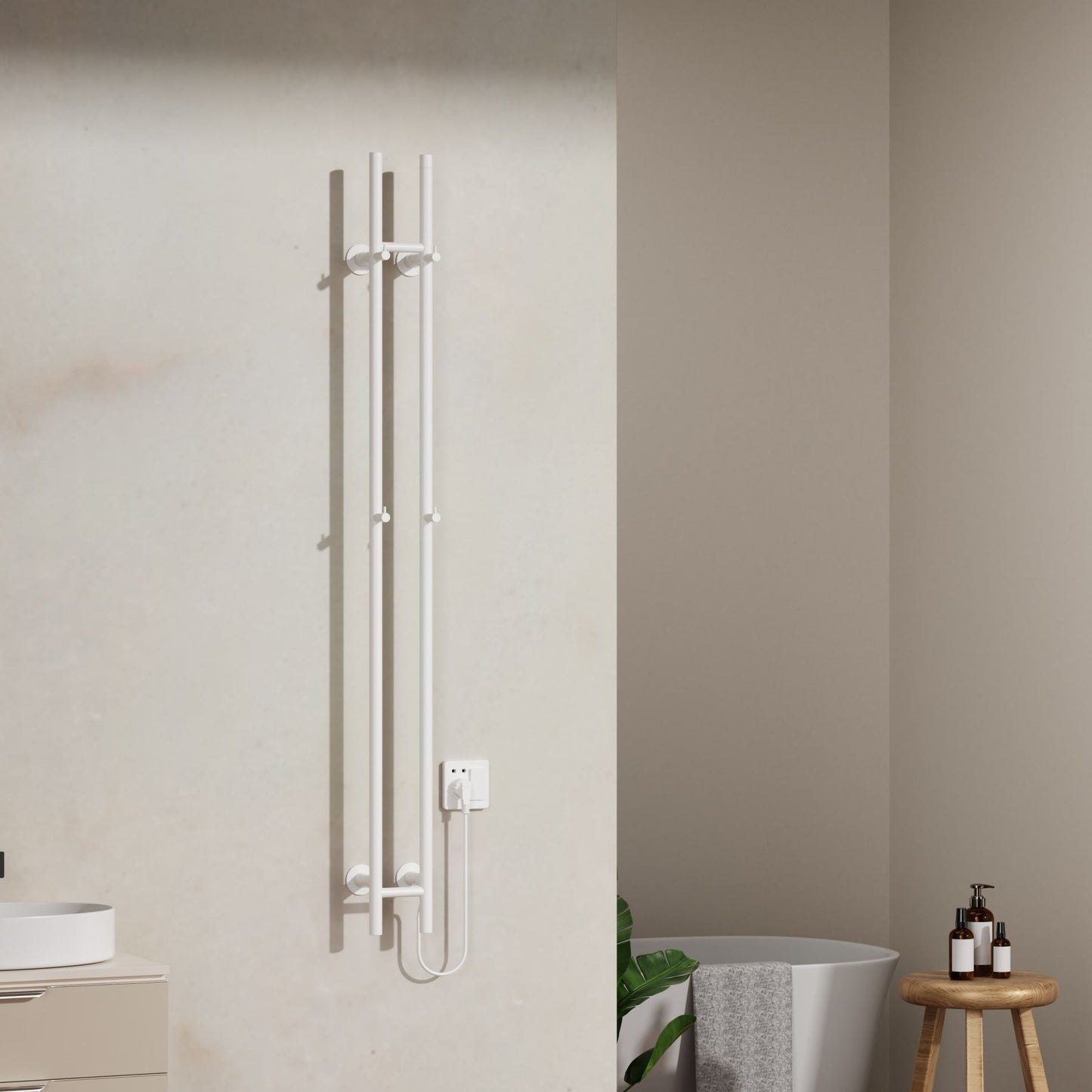 Belrad Elektrische Staafhanddoekdroger Dubbel Met Digitale Programmierbare Thermostaat 120W - Ø2,5cm - 150x16,8x12,7cm - Luxurysanitair