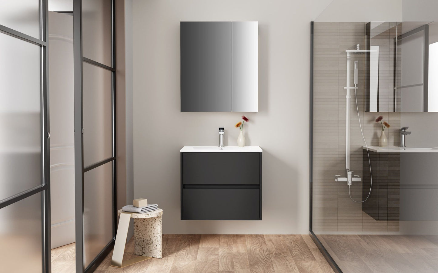 Aloni Hayat Wastafelonderkast 2 Lades  Soft Close (59,5x50x45cm) - Luxurysanitair