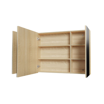 Hayat Spiegelkast 3 Assymetrische, 6 in Hoogte Verstelbare Legplanken - 120x70x15cm - Luxurysanitair