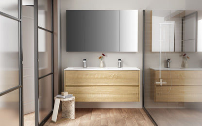 Hayat Spiegelkast 3 Assymetrische, 6 in Hoogte Verstelbare Legplanken - 120x70x15cm - Luxurysanitair