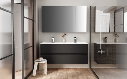 Hayat Spiegelkast 3 Assymetrische, 6 in Hoogte Verstelbare Legplanken - 120x70x15cm - Luxurysanitair