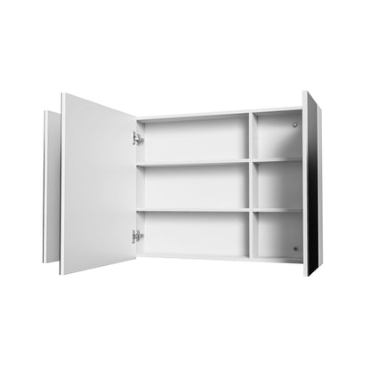 Hayat Spiegelkast 3 Assymetrische, 6 in Hoogte Verstelbare Legplanken - 120x70x15cm - Luxurysanitair