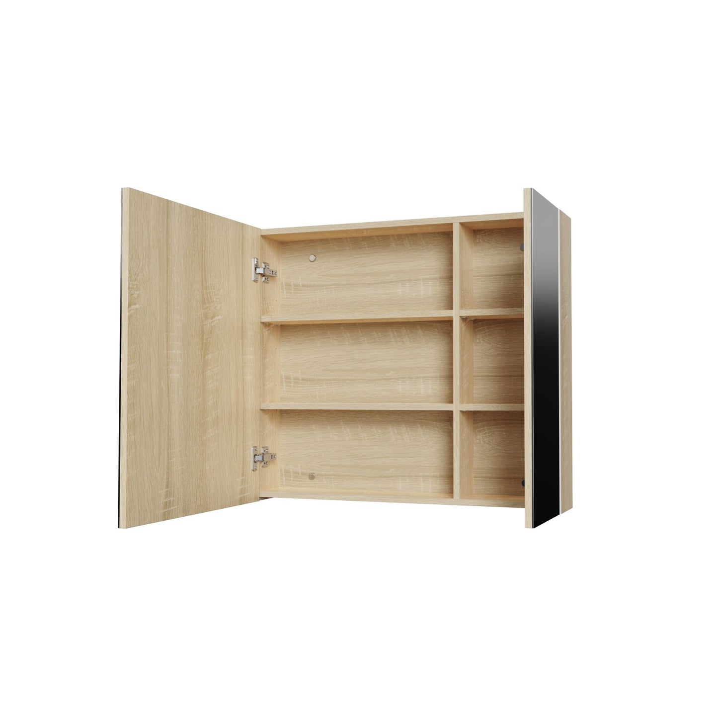 Hayat Spiegelkast 2 Assymetrische, 4 in Hoogte Verstelbare Legplanken - 80x70x15cm - Luxurysanitair