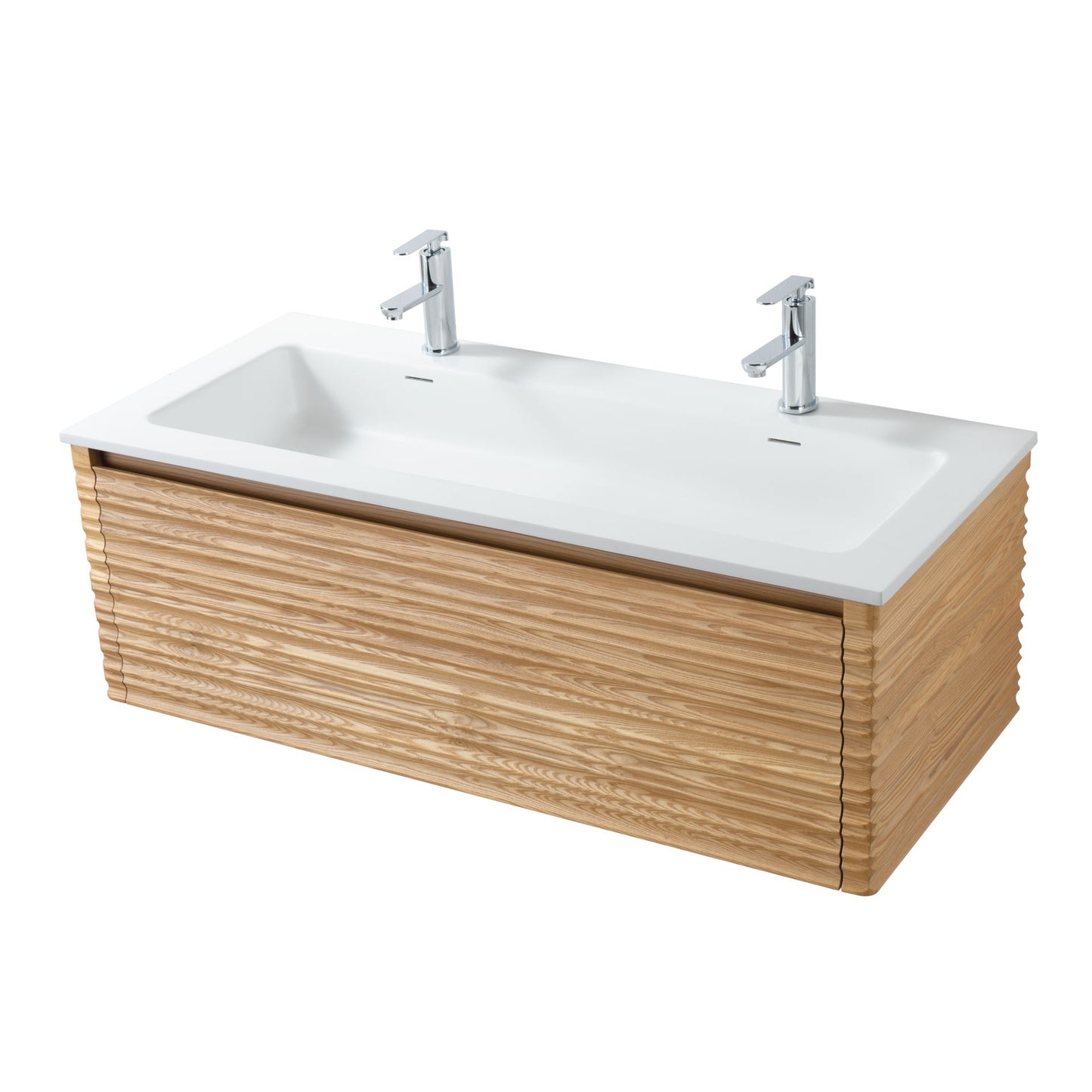 Kamellia Wastafelondenkast 1 Lade Soft Close  (119x40x52cm) - Licht Walnoten - Luxurysanitair