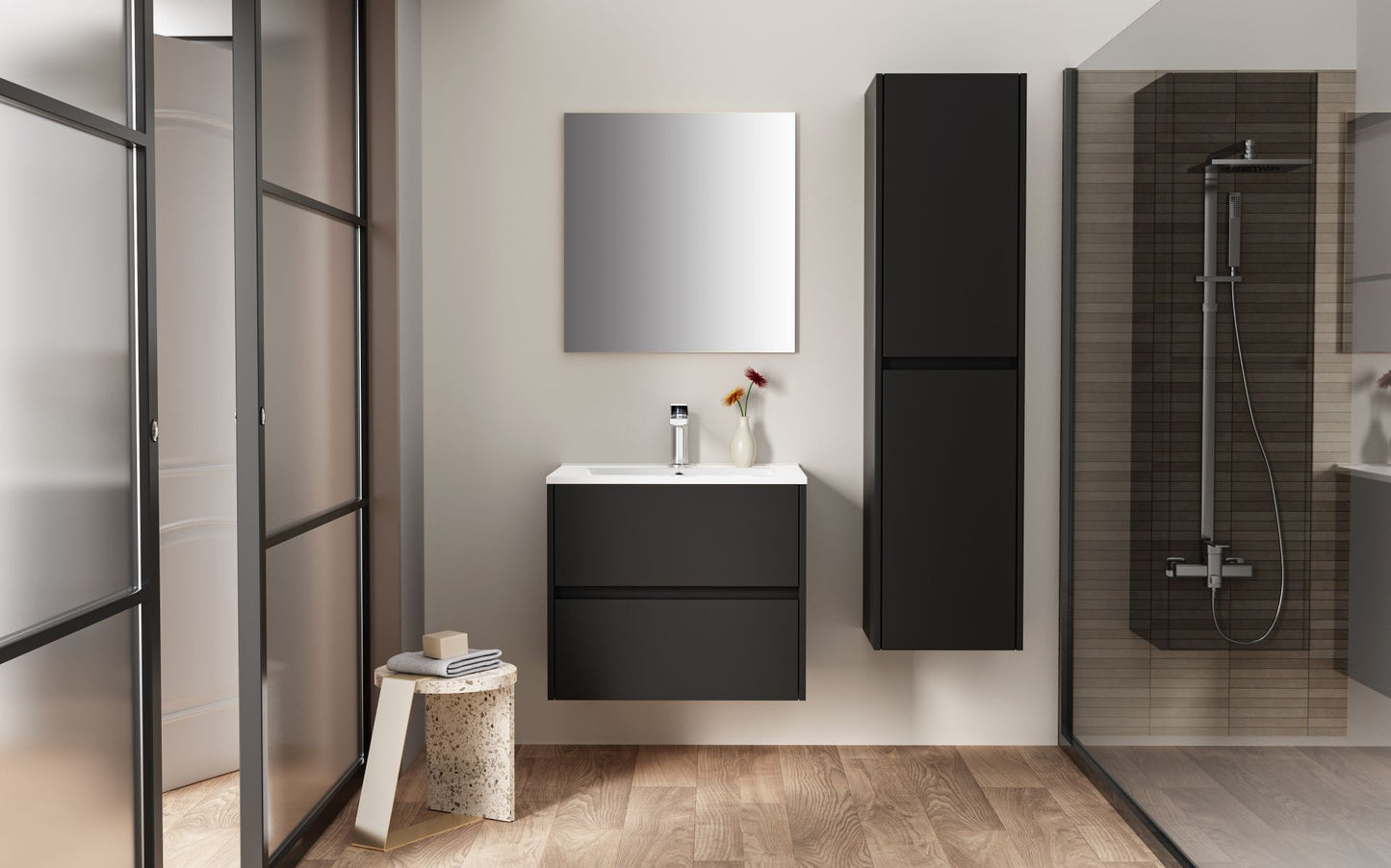 Aloni Hayat Wastafelonderkast 2 Lades  Soft Close (59,5x50x45cm) - Luxurysanitair