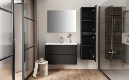 Aloni Hayat Kolomkast 2 Deuren Greeploos Soft Close Omkeebaar - 35x135x35cm - Luxurysanitair