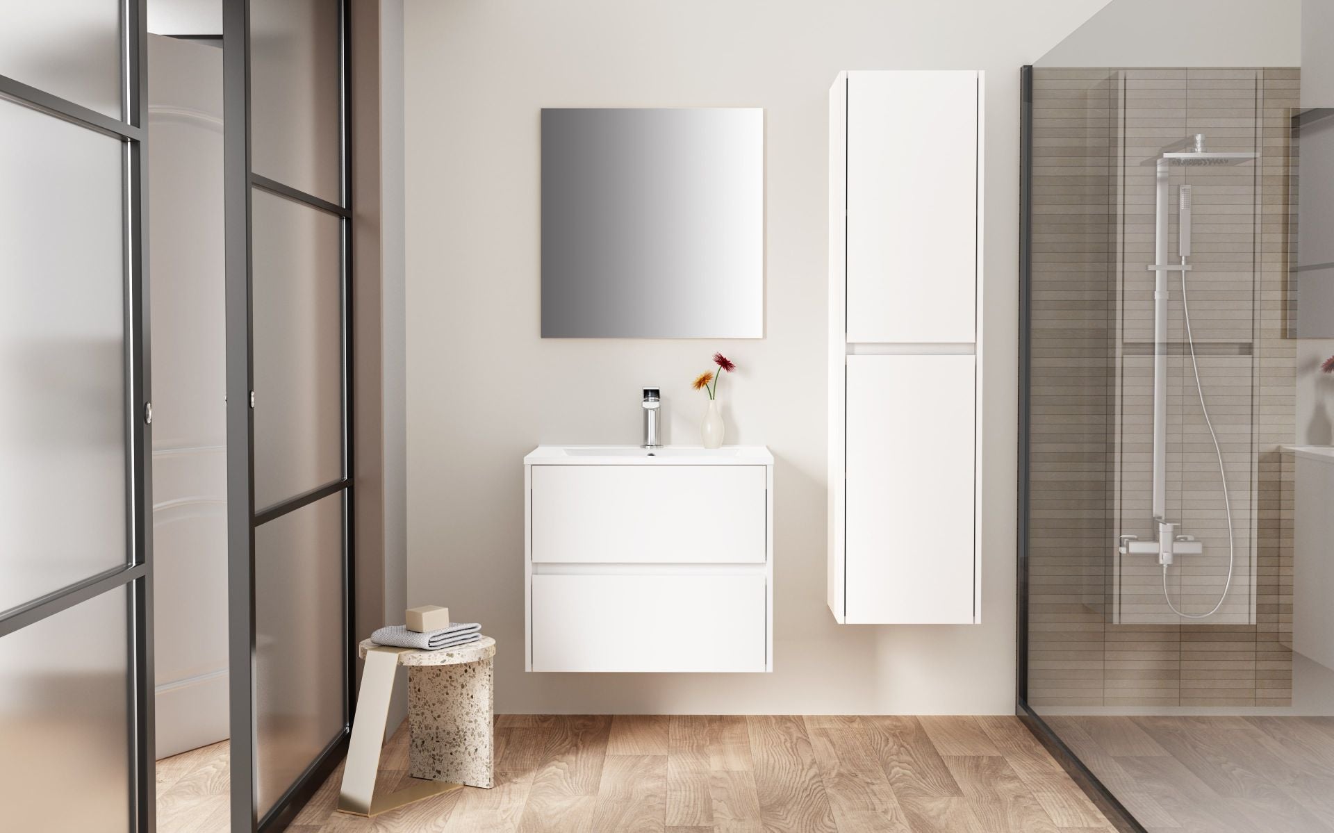 Aloni Hayat Wastafelonderkast 2 Lades  Soft Close (59,5x50x45cm) - Luxurysanitair
