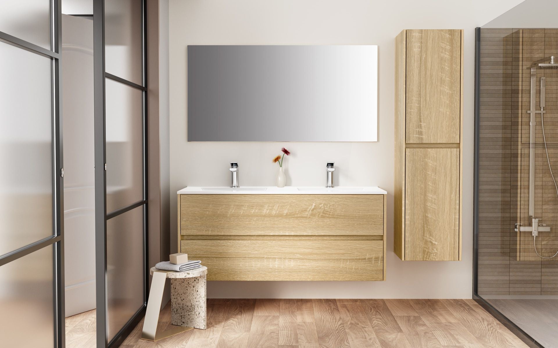 Aloni Hayat Wastafelonderkast 2 Lades  Soft Close (119,5x50x45cm) - Luxurysanitair