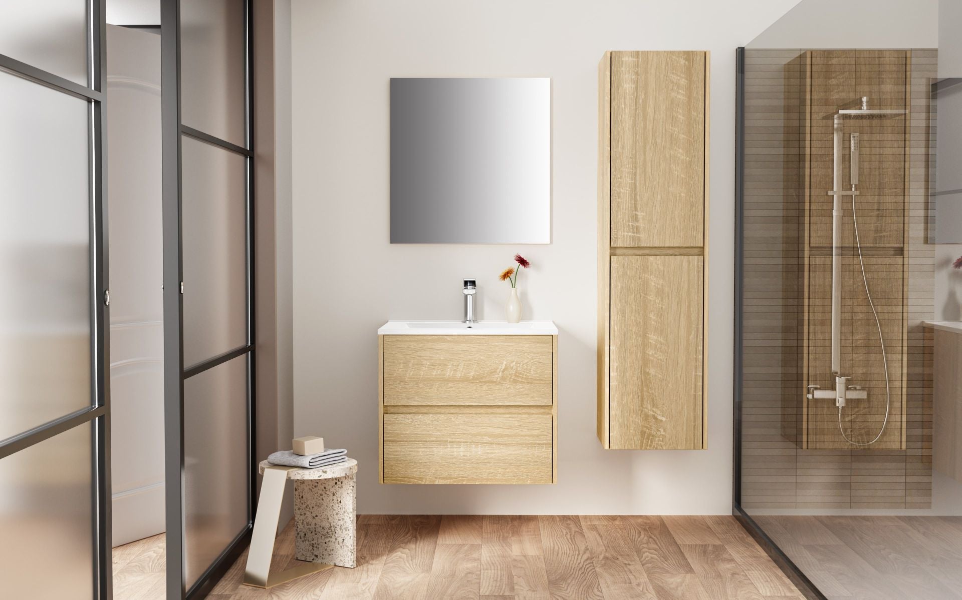 Aloni Hayat Wastafelonderkast 2 Lades  Soft Close (59,5x50x45cm) - Luxurysanitair