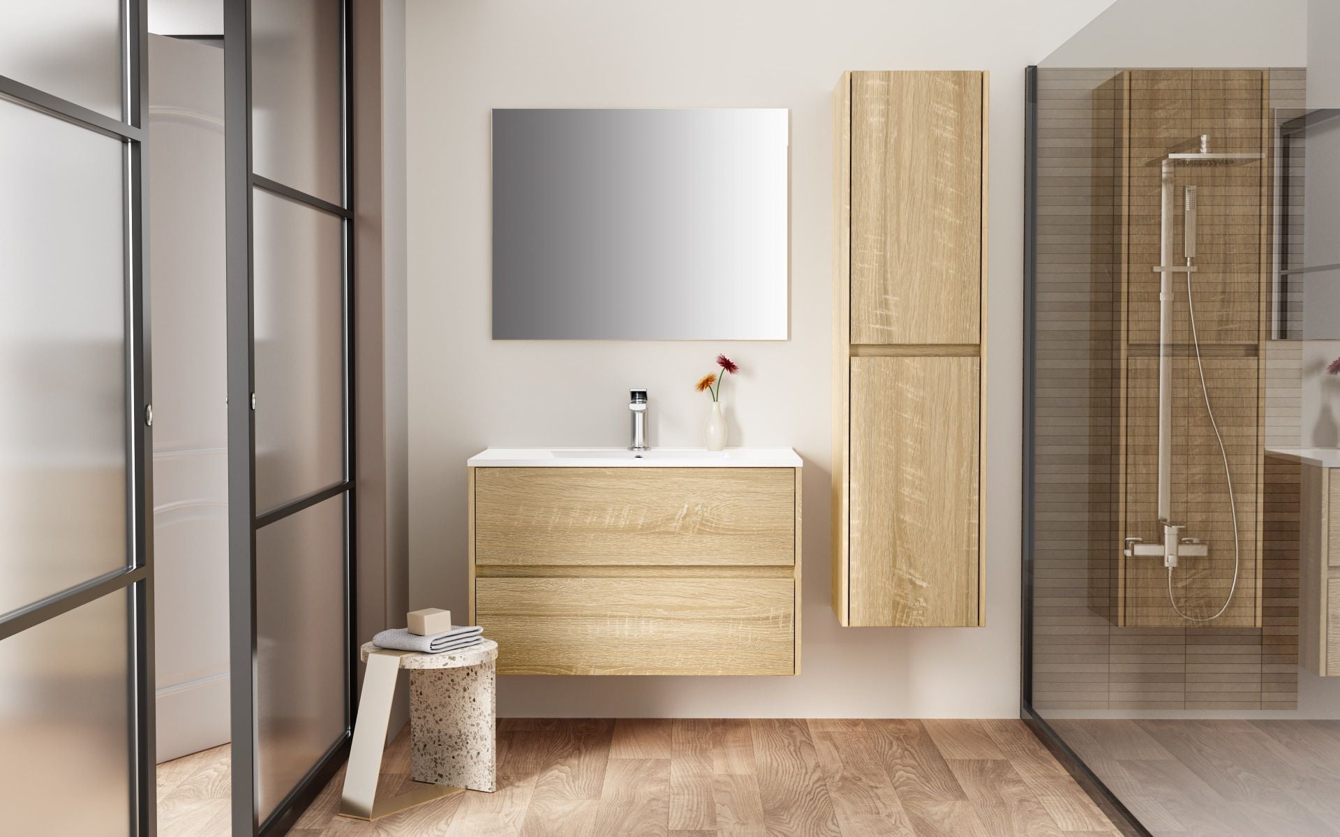 Aloni Hayat Wastafelonderkast 2 Lades  Soft Close (79,5x50x45cm) - Luxurysanitair