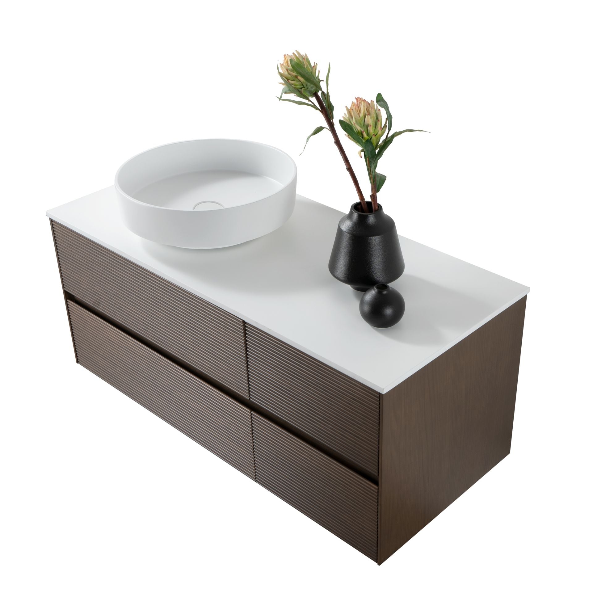 Wonda Tablet Voor Wastafelonderkast Zonder Kraan en Afvoergat Kunstmarmer 120x1,2x52,5cm - Mat Wit - Luxurysanitair