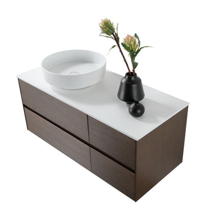 Wonda Tablet Voor Wastafelonderkast Zonder Kraan en Afvoergat Kunstmarmer 120x1,2x52,5cm - Mat Wit - Luxurysanitair
