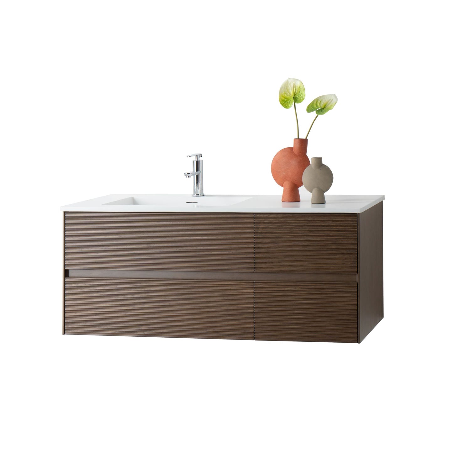 Layda Wastafelonderkast 4 Lades Soft Close (119x49x52cm) - Donker Walnoten - Luxurysanitair