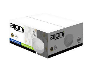 Aloni Fira Waskom Opbouw Zonder Overloop Zonder Kraangat Met Click Waste Keramiek 36x12,5x36cm - Luxurysanitair