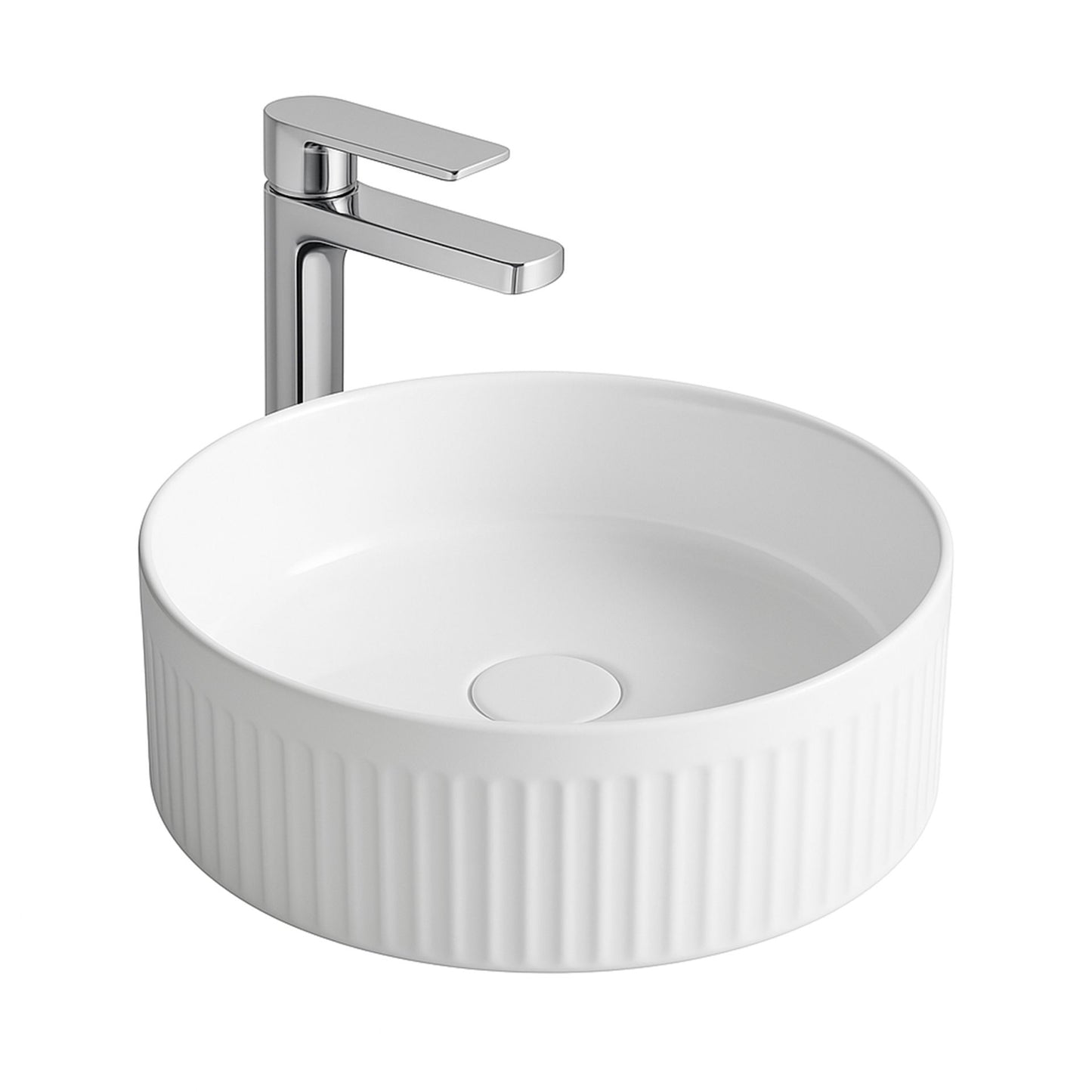 Aloni Muffly Waskom Opbouw Met Click Waste Keramiek 37x13x37cm - Glanzend Wit - Luxurysanitair