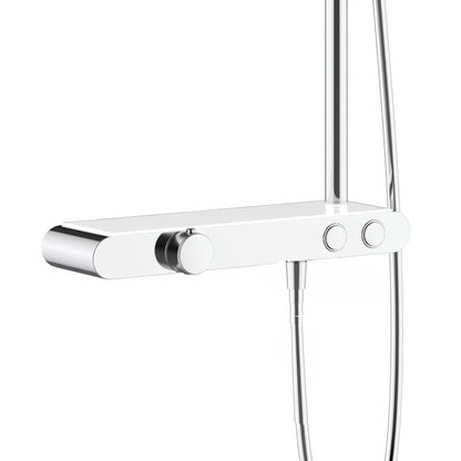 Aloni Thermostatische Douchekraan Met Planchet Chroom Wit - Luxurysanitair