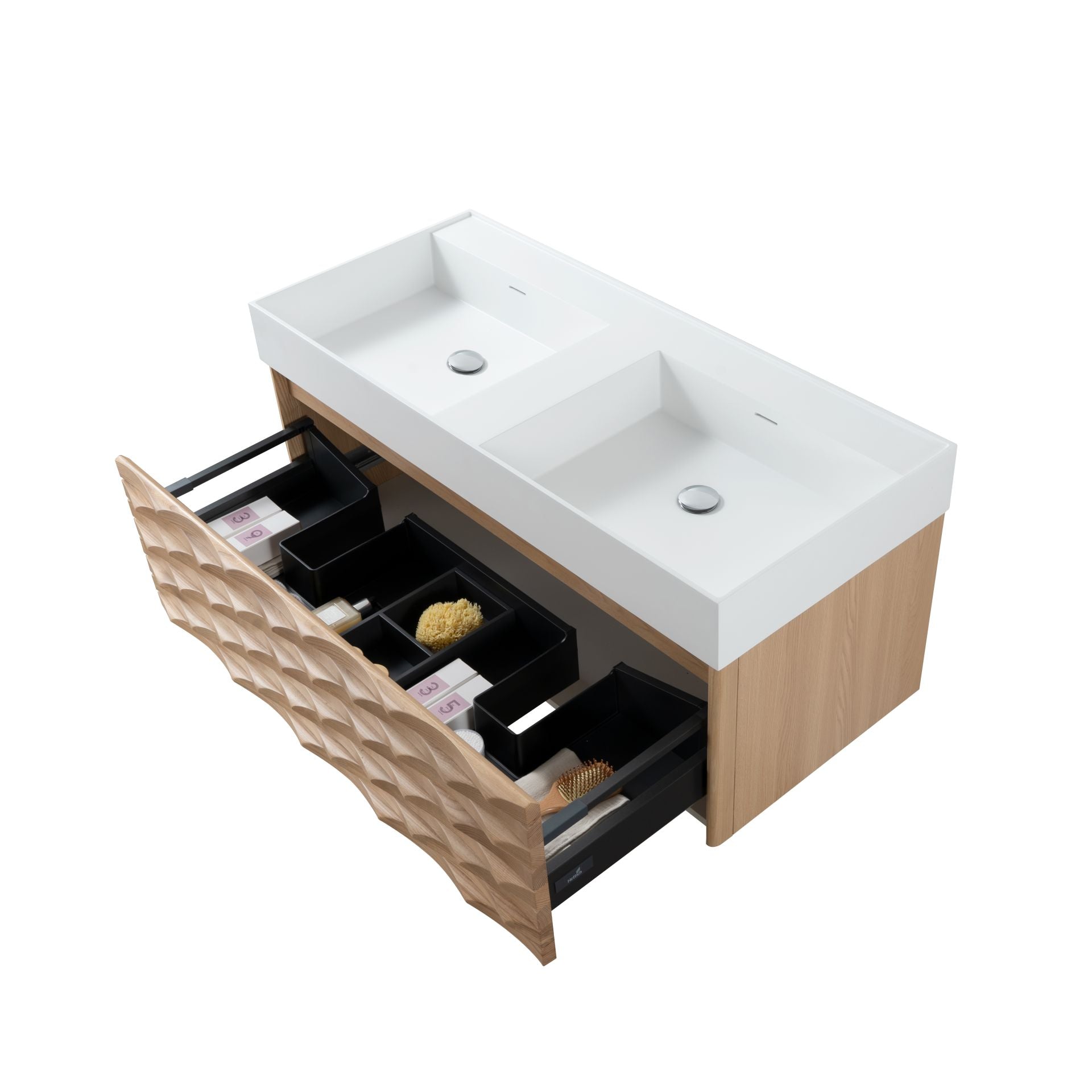 Magnolia Wastafelonderkast 1 Lade Soft Close (119x40x52cm) - Licht Eiken - Luxurysanitair