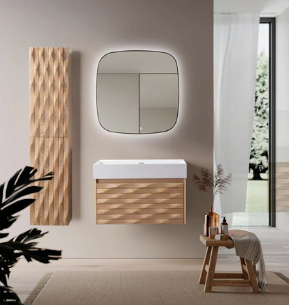 Wonda Square Wastafel 1 Wasbakken Met Overloop Zonder Kraangaten Kunstmarmer 80x12x52,5cm - Mat Wit - Luxurysanitair