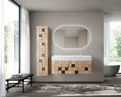 Mimoza Wastafelonderkast 1 Lade Soft Close (119x40x52cm) - Licht Eiken - Luxurysanitair