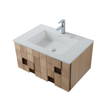 Mimoza Wastafelonderkast 1 Lade Soft Close (79x40x52cm) - Licht Eiken - Luxurysanitair