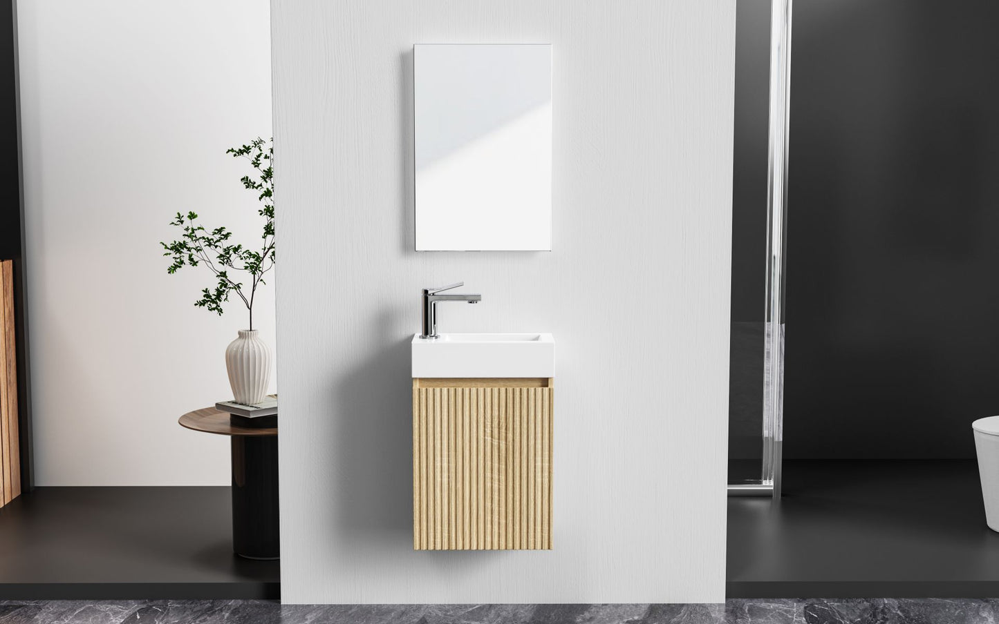 Aloni Mikaro Toiletmeubelonderkast 1 Deur Omkeerbaar Soft Close - 40x50x22,3cm - Luxurysanitair