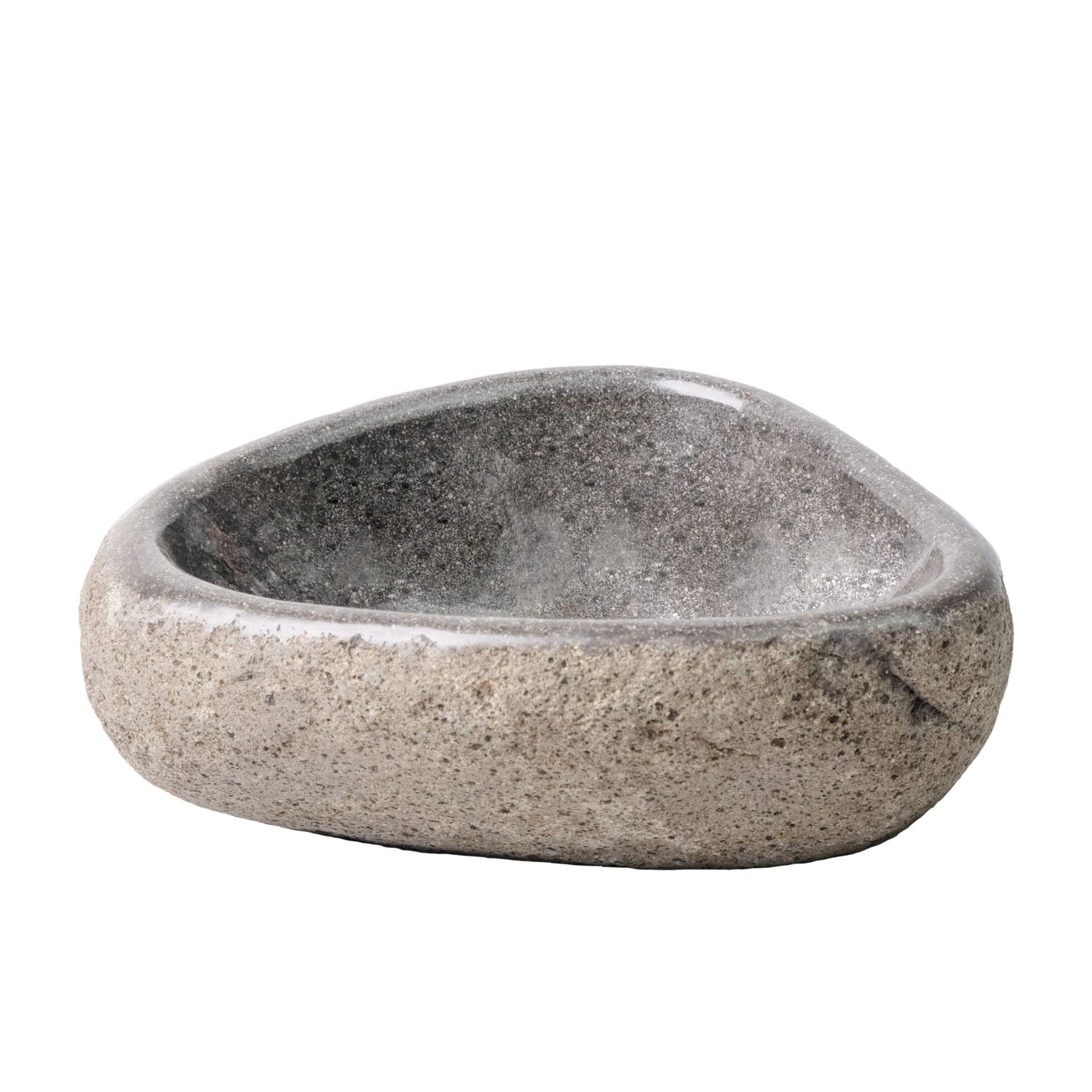 Ronde Waskom Van Natuurlijke Riviversteen Dunne Rand - GRIJS 35x15x1,5cm - Luxurysanitair