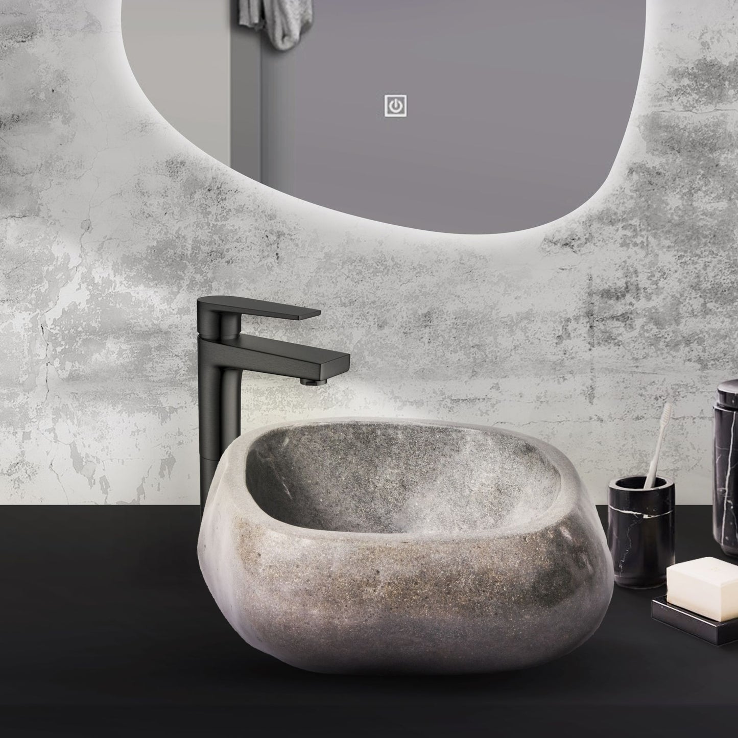 Volledig Gepolijste Waskom Van Natuurlijke Rivierstein 35x15x1,5cm - Luxurysanitair