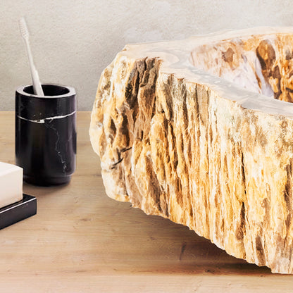 Waskom Fossiel Hout 30x35x15cm - Luxurysanitair