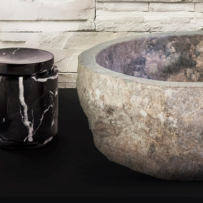 Geerodeerde Natuurmarmeren Waskom 30x35x15cm - Luxurysanitair