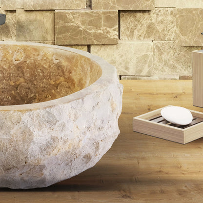 Geerodeerde Natuurmarmeren Waskom 30x35x15cm - Luxurysanitair