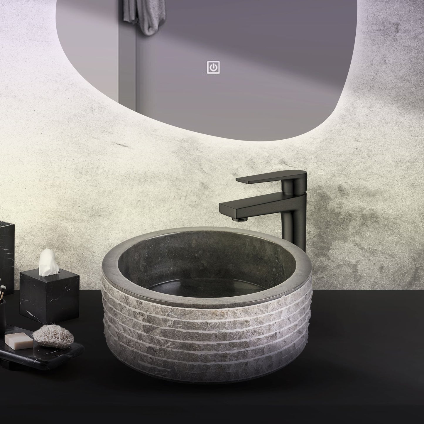 Marmeren Alur Waskom Met Gepolijste Binnenzijde 40x15cm - Luxurysanitair