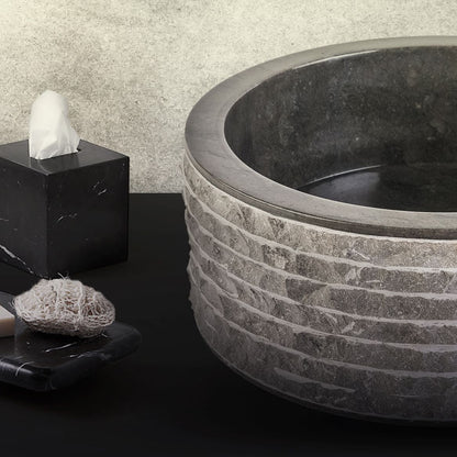 Marmeren Alur Waskom Met Gepolijste Binnenzijde 40x15cm - Luxurysanitair