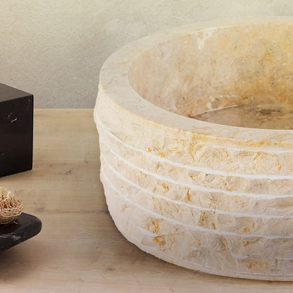 Marmeren Alur Waskom Met Gepolijste Binnenzijde 40x15cm - Luxurysanitair