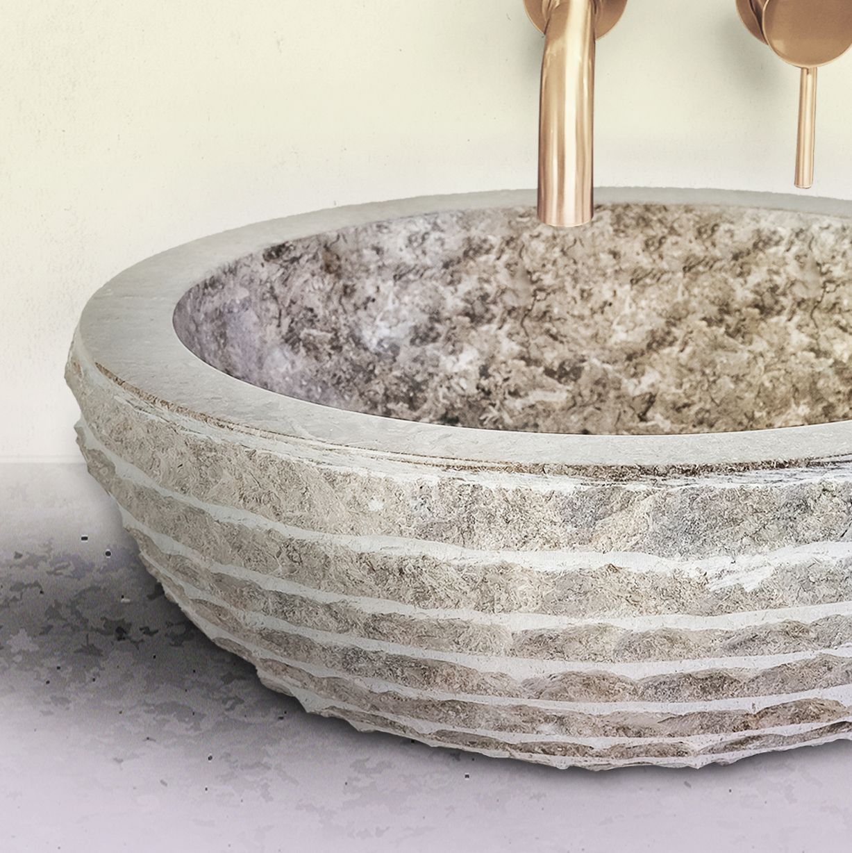 Marmeren Alur Waskom Met Gepolijste Binnenzijde 35x15cm - Luxurysanitair