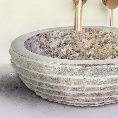Marmeren Alur Waskom Met Gepolijste Binnenzijde 35x15cm - Luxurysanitair