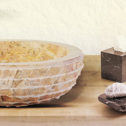 Marmeren Alur Waskom Met Gepolijste Binnenzijde 35x15cm - Luxurysanitair