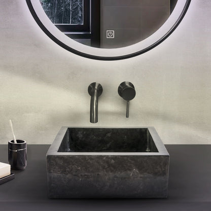 Vierkanten Opbouw Waskom Volledig Gepolijst 40x40x15cm - Luxurysanitair