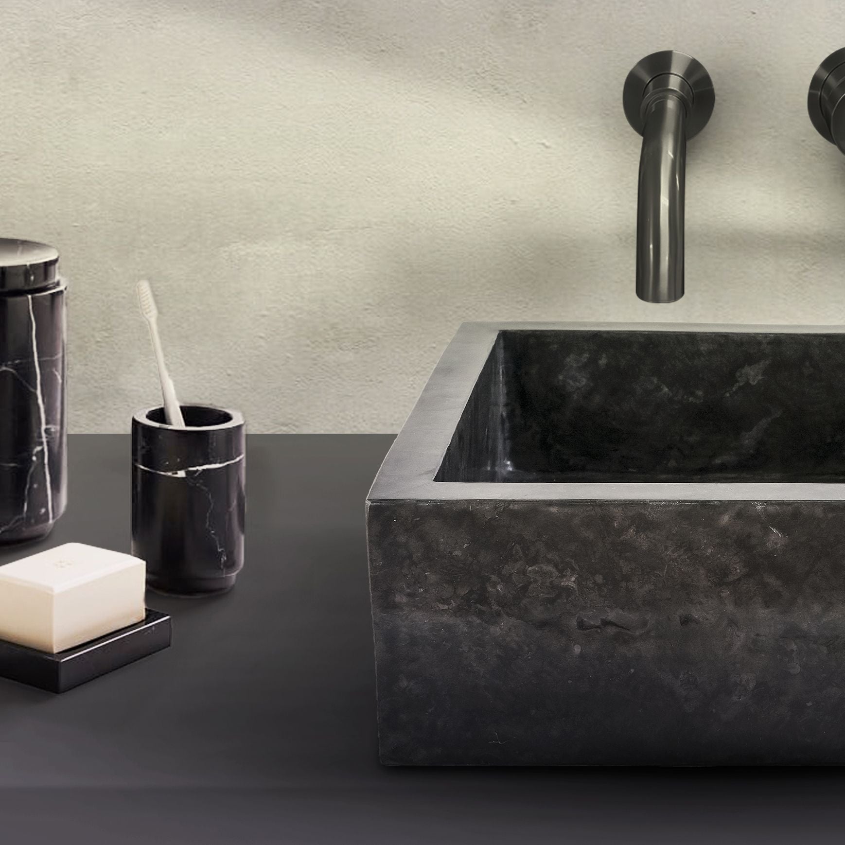 Vierkanten Opbouw Waskom Volledig Gepolijst 40x40x15cm - Luxurysanitair