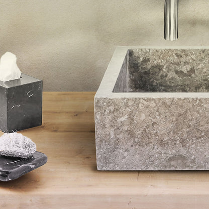 Vierkanten Opbouw Waskom Volledig Gepolijst 40x40x15cm - Luxurysanitair