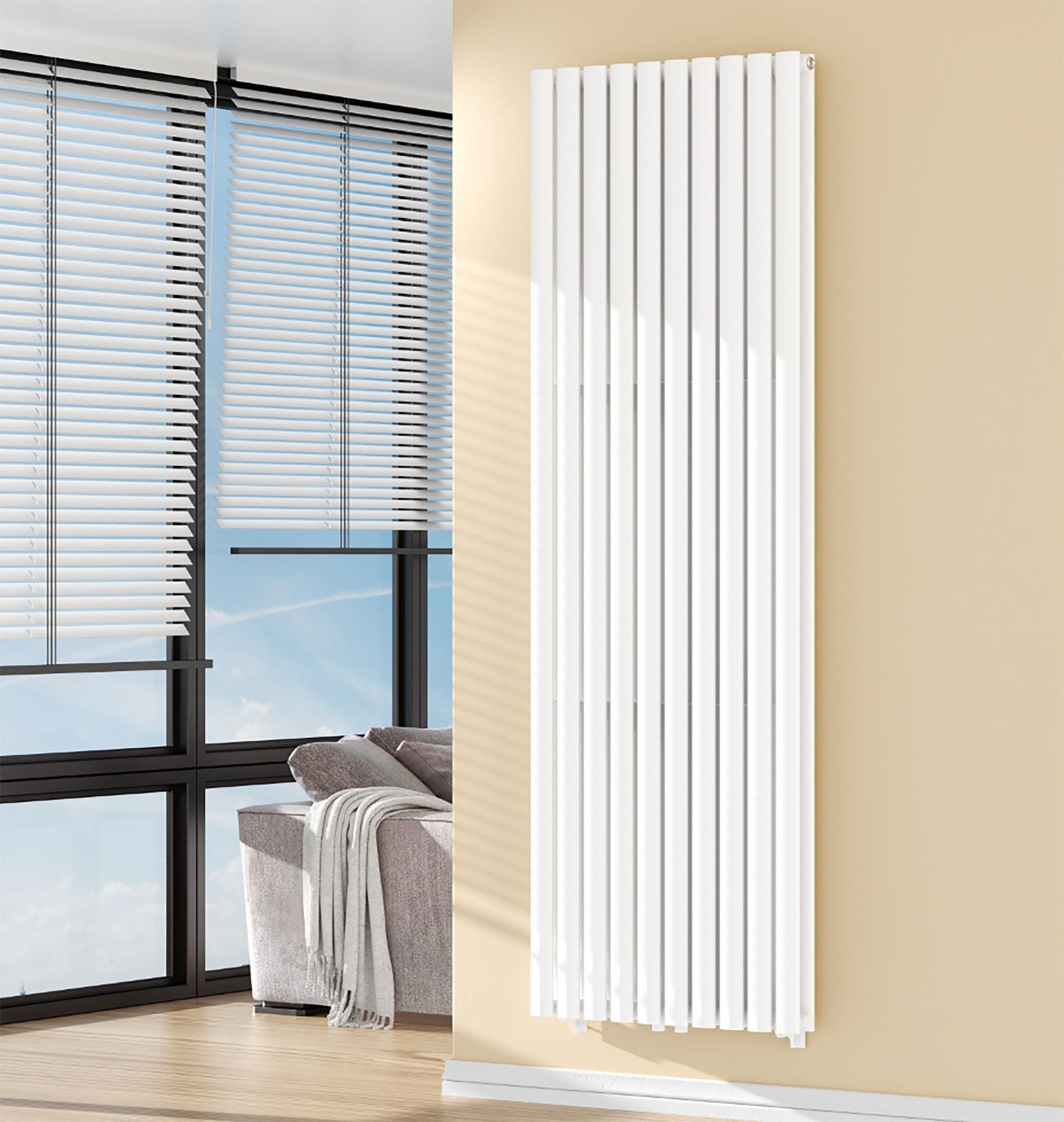 Verti Ovaal Radiator 1800x600  Dubbel 2x10 Elementen  2050W  Wit - Luxurysanitair