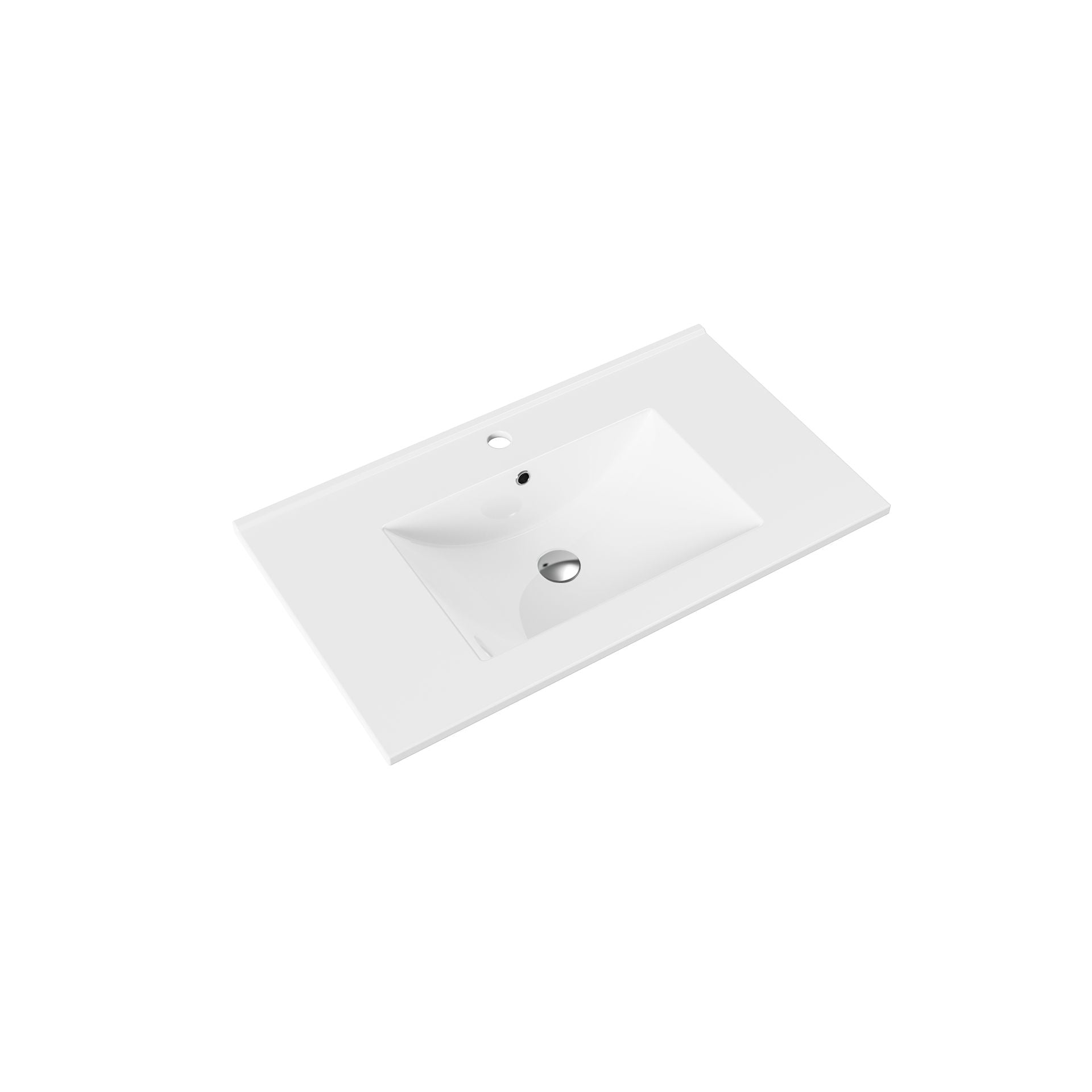 Aloni Hayat Wastafel 1 Wasbakken 1 Kraangaten Kunstmarmer 80x1,5x45cm - Glanzend Wit - Luxurysanitair