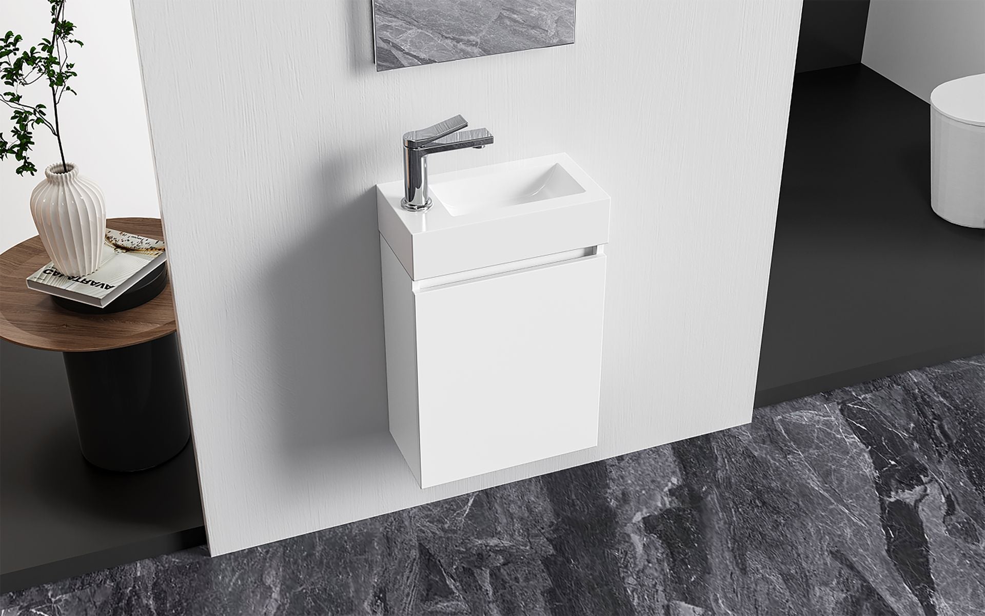 Aloni Zyro Toiletmeubelset Compleet Onderkast Met 1 Deur Greeploos 40,5x22,5cm - Luxurysanitair