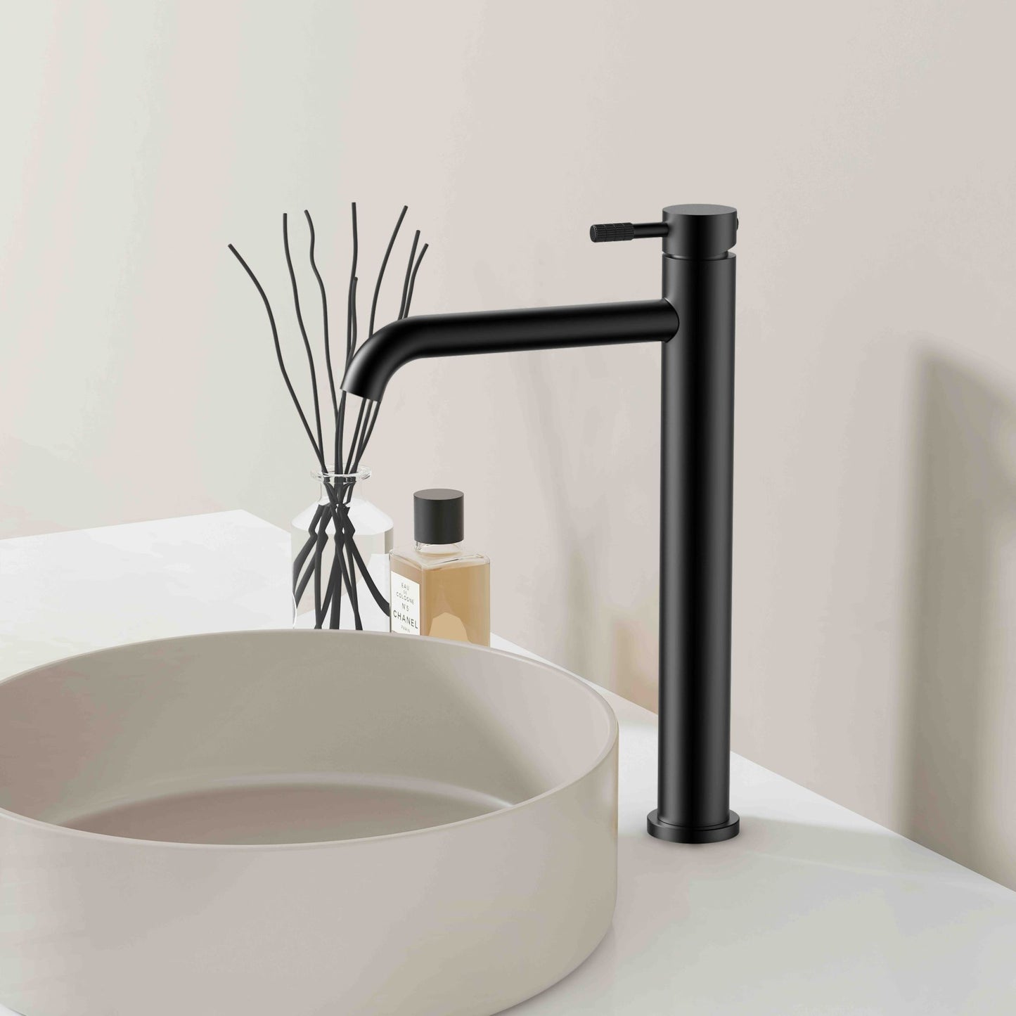 Stria Wastafelemengkraan Hoog Cold Start, Hendel Met Verfjinde Ribbelstructuur - Luxurysanitair