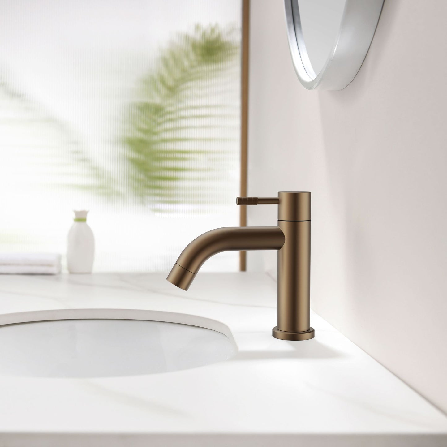 Stria Koudwaterkraan Hendel met Verfijnde Ribbelstructuur Zonder Afvoerplug - Luxurysanitair