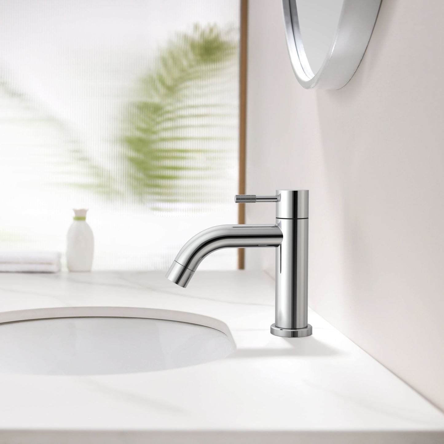 Stria Koudwaterkraan Hendel met Verfijnde Ribbelstructuur Zonder Afvoerplug - Luxurysanitair