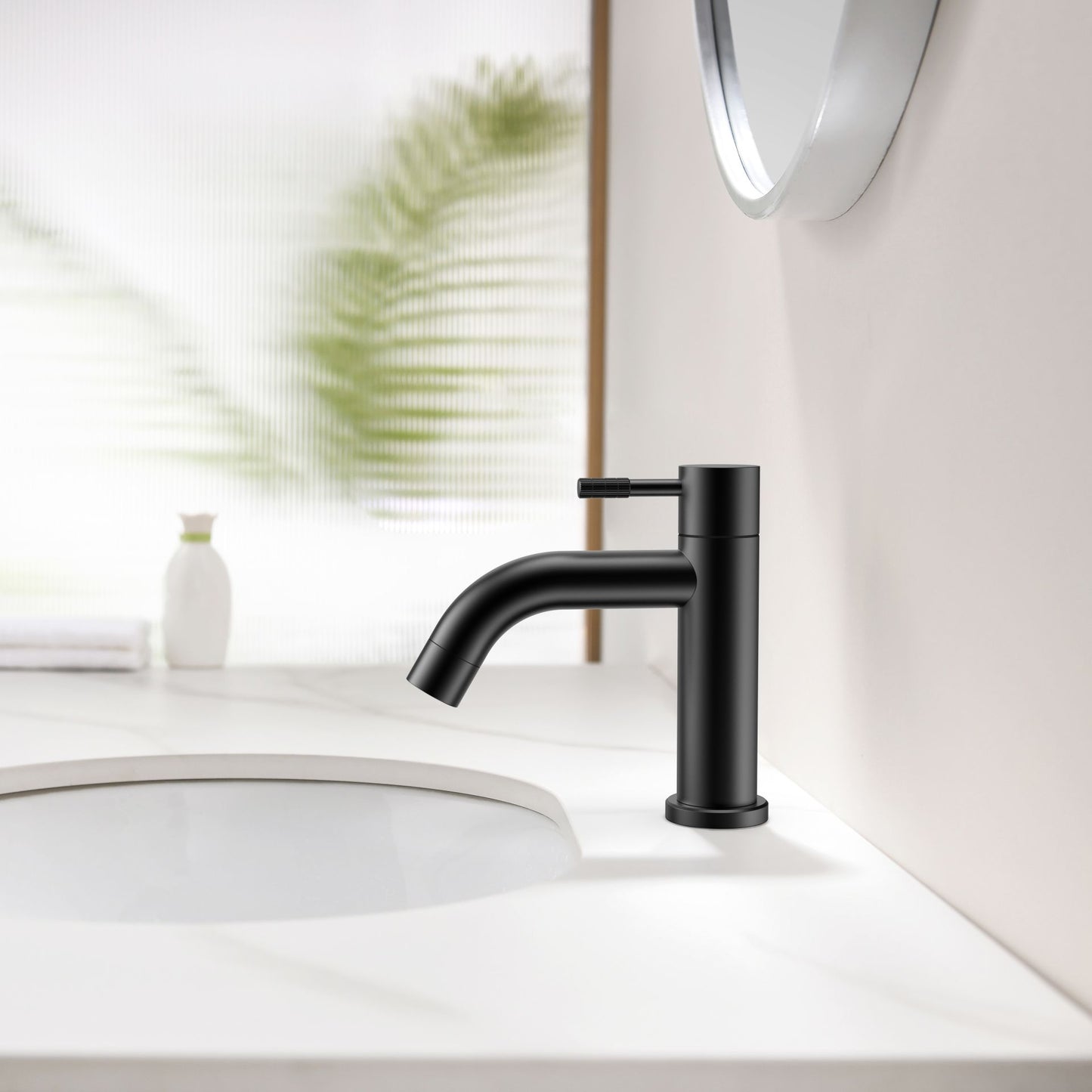 Stria Koudwaterkraan Hendel met Verfijnde Ribbelstructuur Zonder Afvoerplug - Luxurysanitair