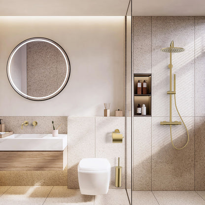Stria Toiletborstel Met Houder Hangend en Staand Met Kunststof Binnenpot - Luxurysanitair