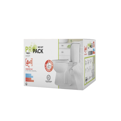 Aloni Pro Duoblook Staand Toilet - S-Trap Met Reservoir Muuruitlaat Met Zitting Softclose 38x72x67cm - Glanzend Wit - Luxurysanitair